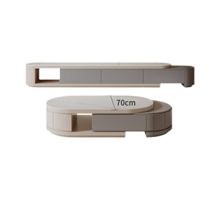 Light Luxury Cream Wind Telescópico Panel de roca Mesa de café Gabinete de TV Modern Simple Livin 